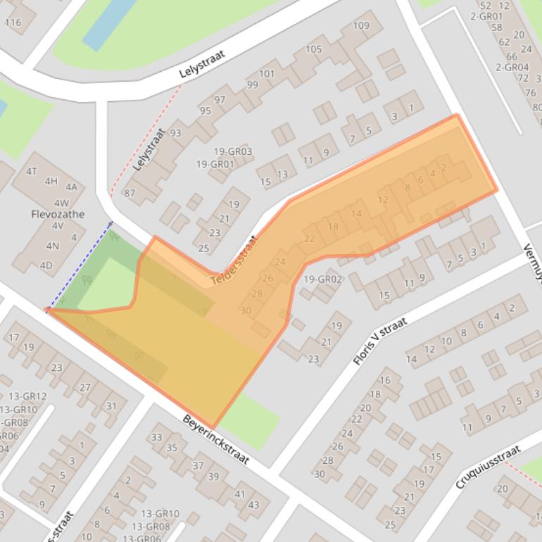 Kaart van postcodegebied 8265WR.