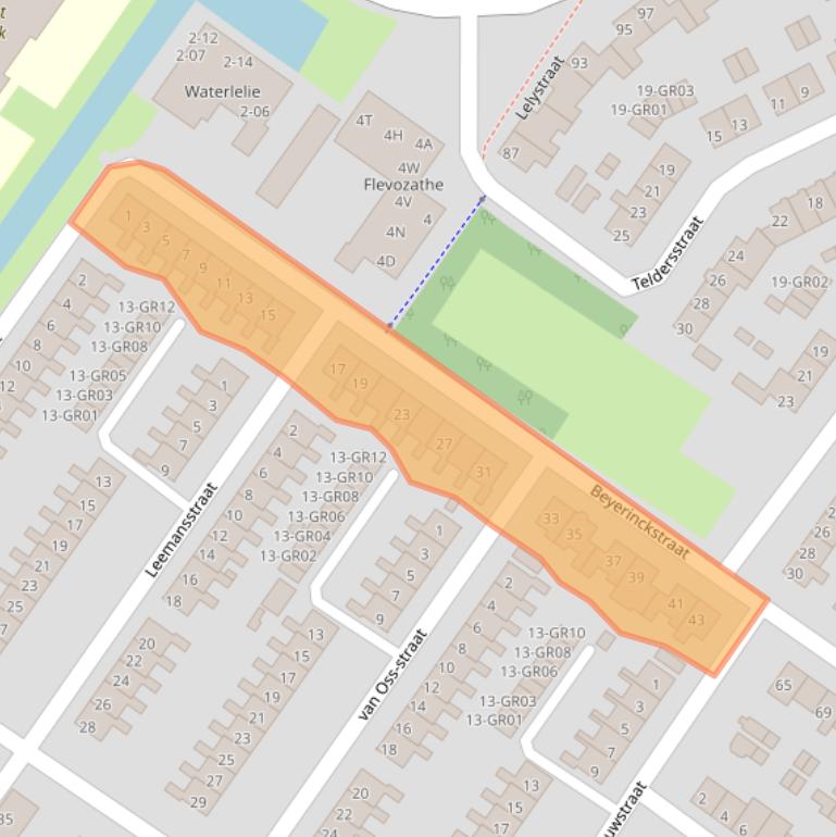 Kaart van postcodegebied 8265XA.