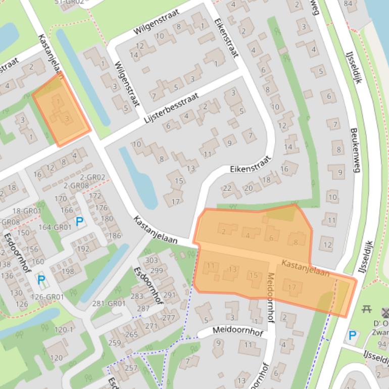 Kaart van postcodegebied 8266AV.