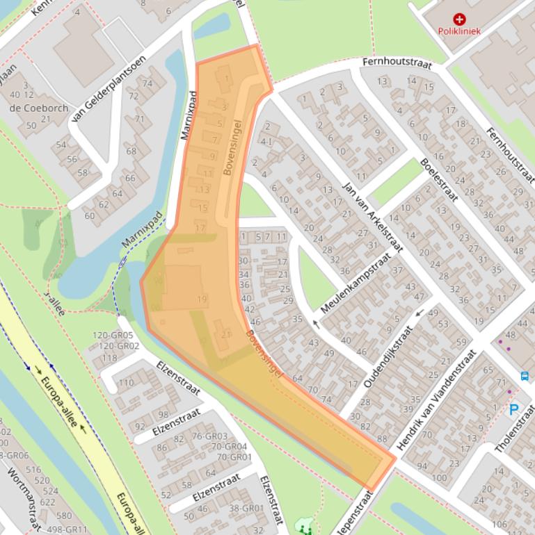Kaart van postcodegebied 8266BS.