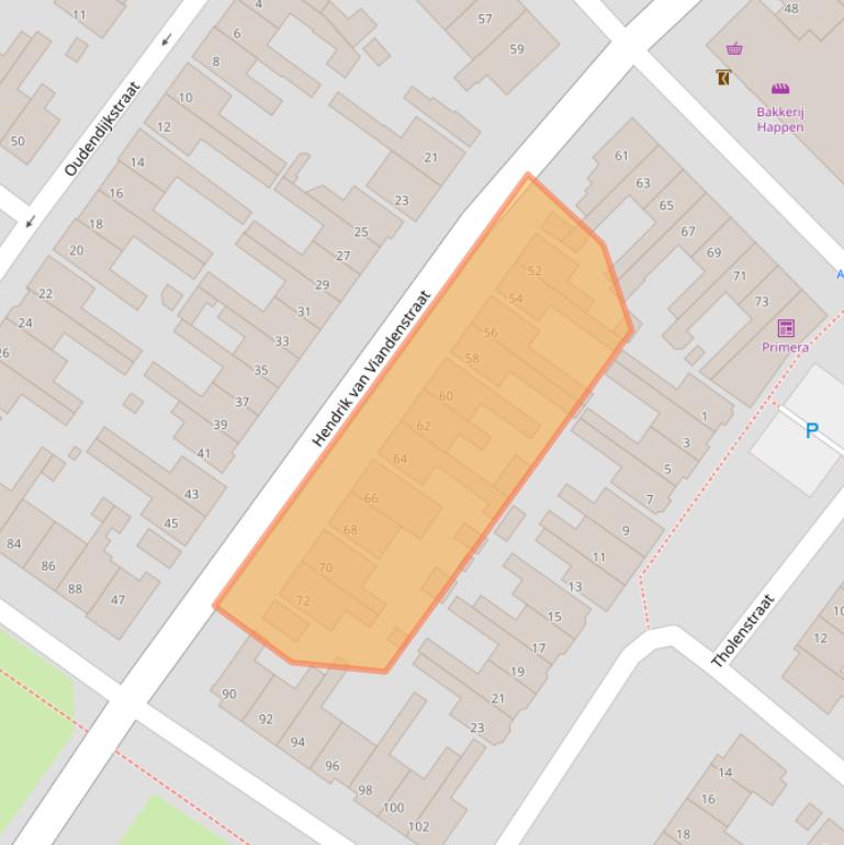 Kaart van postcodegebied 8266DS.