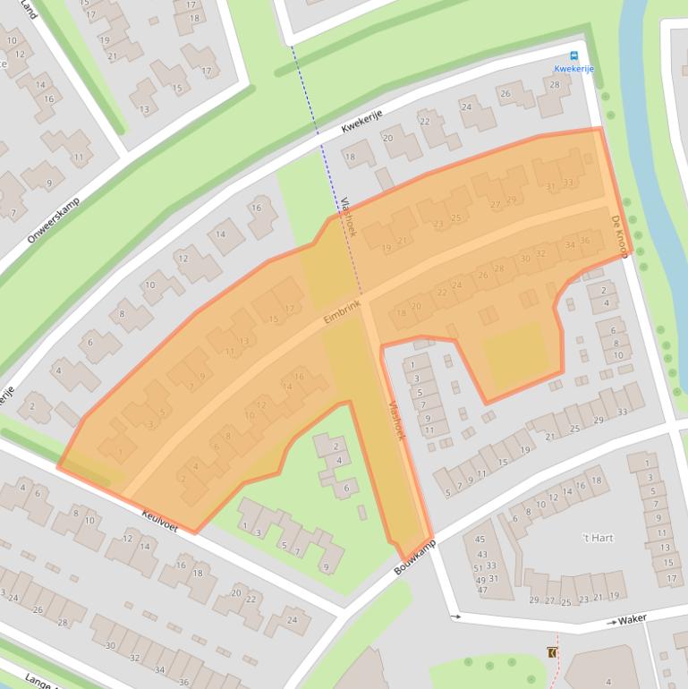 Kaart van postcodegebied 8266KJ.