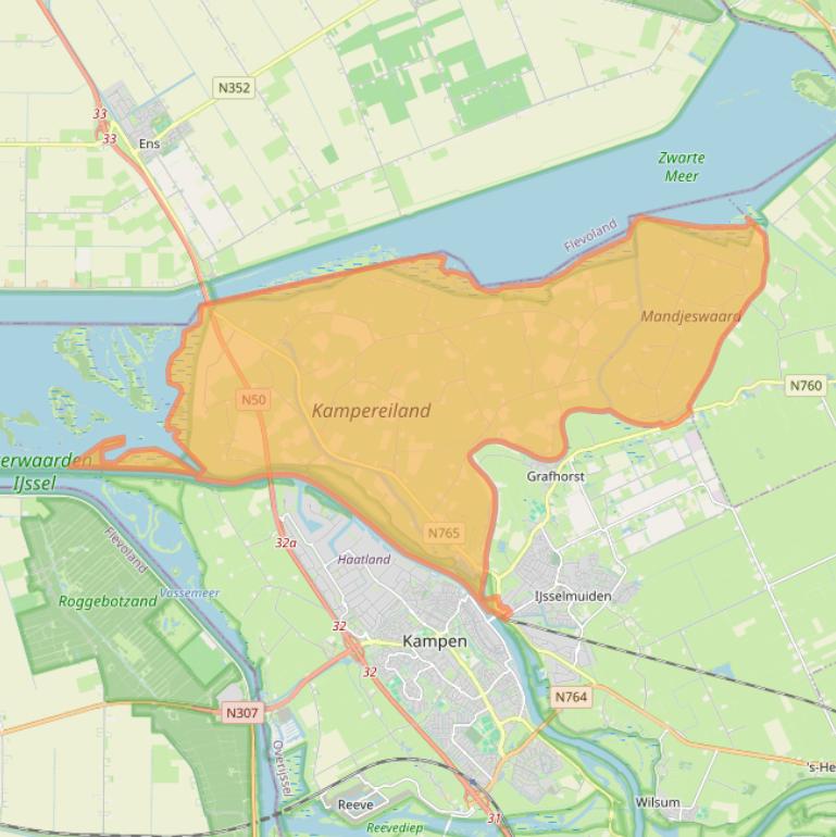 Kaart van postcodegebied 8267.