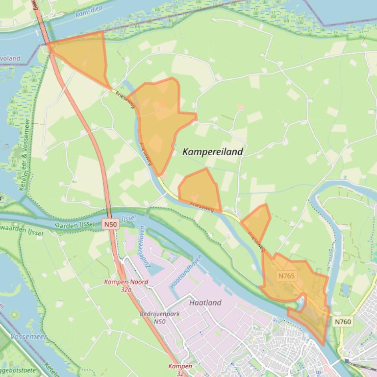 Kaart van postcodegebied 8267AD.