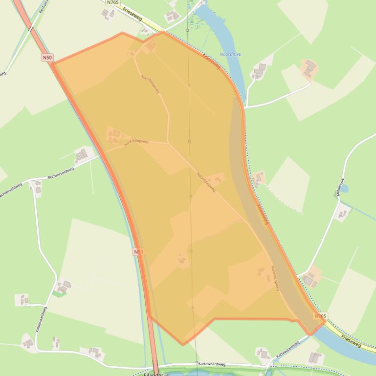 Kaart van postcodegebied 8267AM.