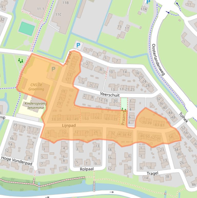 Kaart van postcodegebied 8271LB.