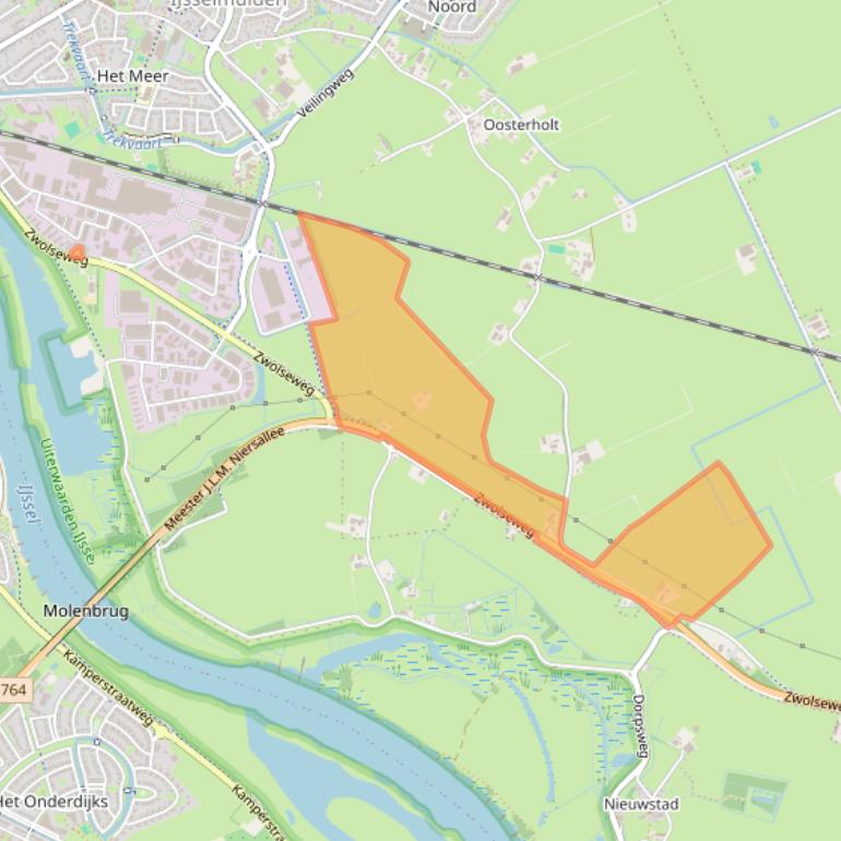 Kaart van postcodegebied 8271RC.