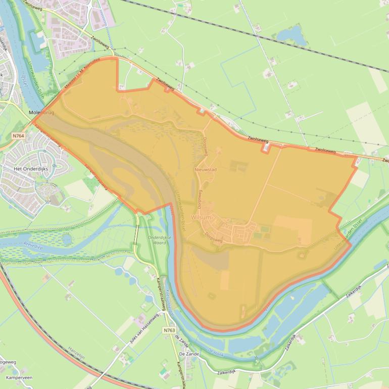 Kaart van postcodegebied 8274.