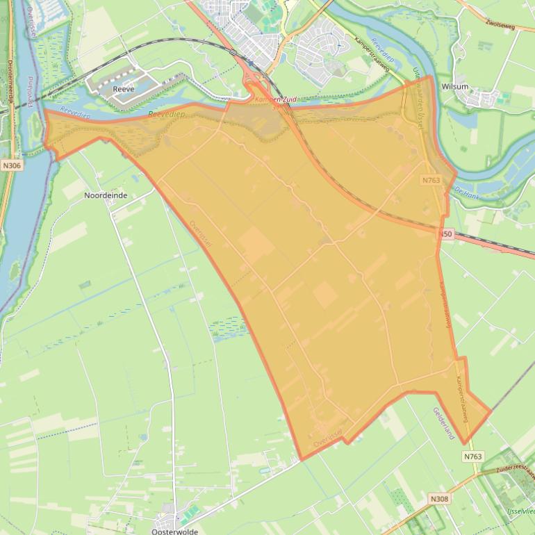 Kaart van postcodegebied 8278.