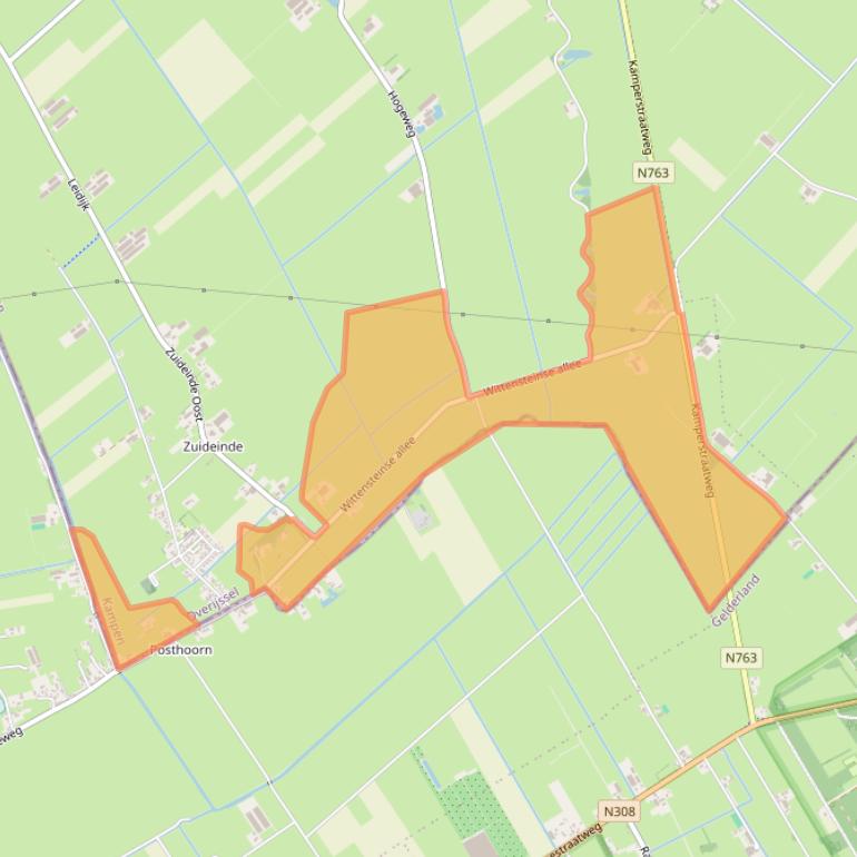 Kaart van postcodegebied 8278AN.