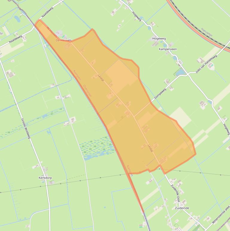 Kaart van postcodegebied 8278AT.