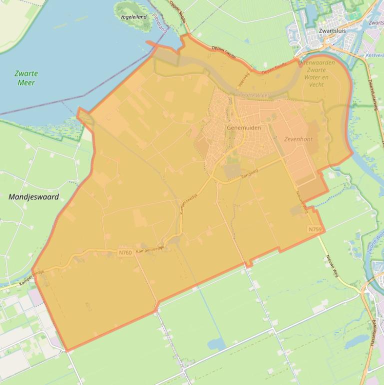 Kaart van postcodegebied 8281.