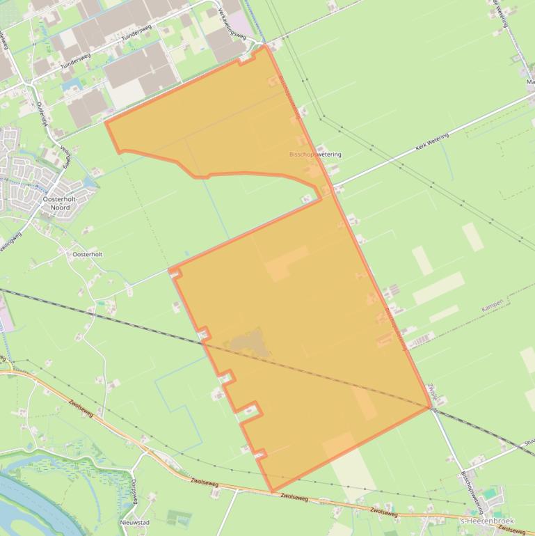 Kaart van postcodegebied 8293PA.