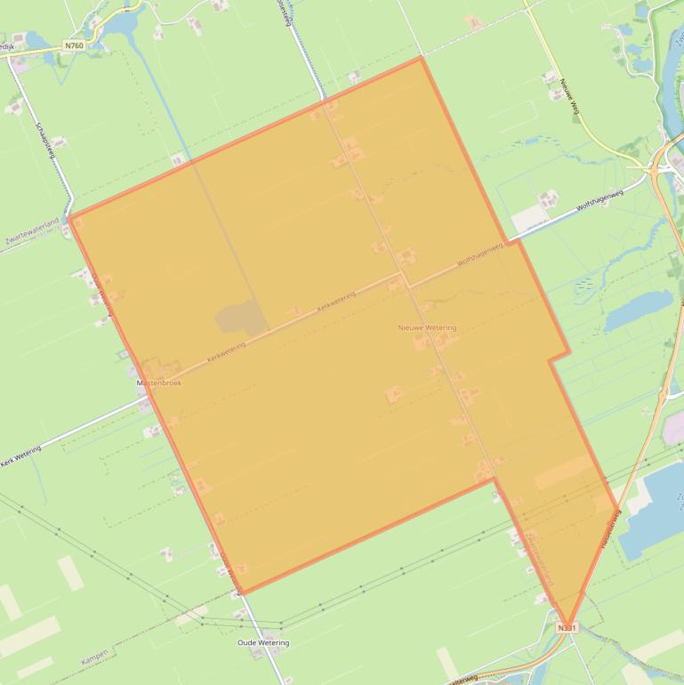 Kaart van postcodegebied 8294.