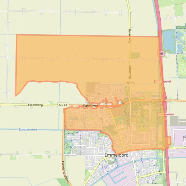 Kaartafbeelding, ingezoomd op postcodegebied 8302.