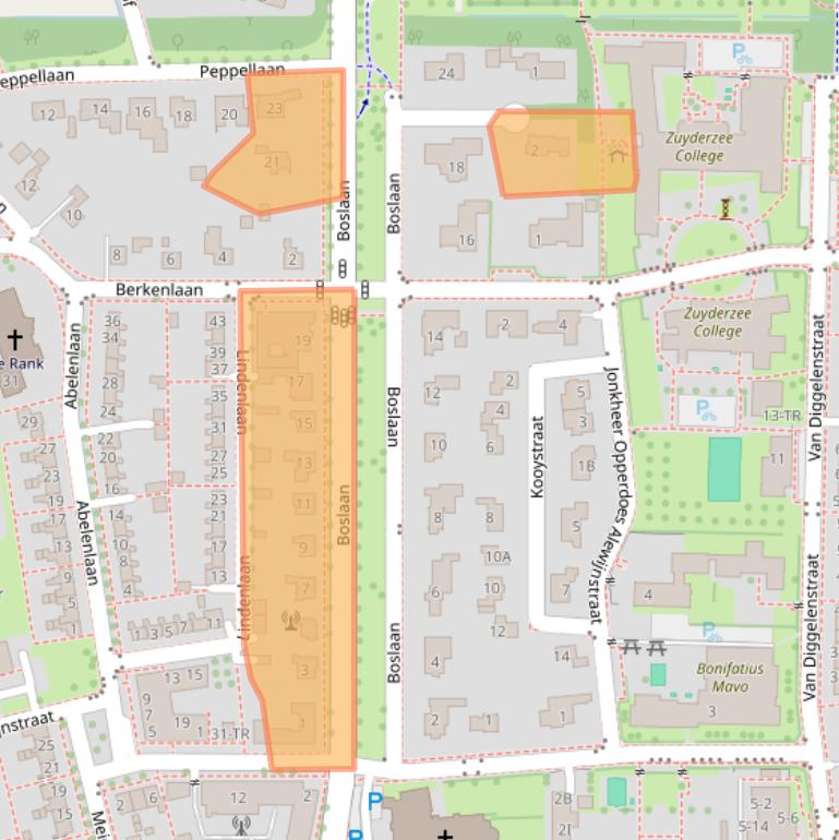 Kaart van postcodegebied 8302AA.