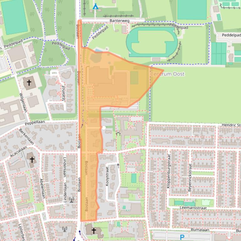 Kaart van postcodegebied 8302AB.