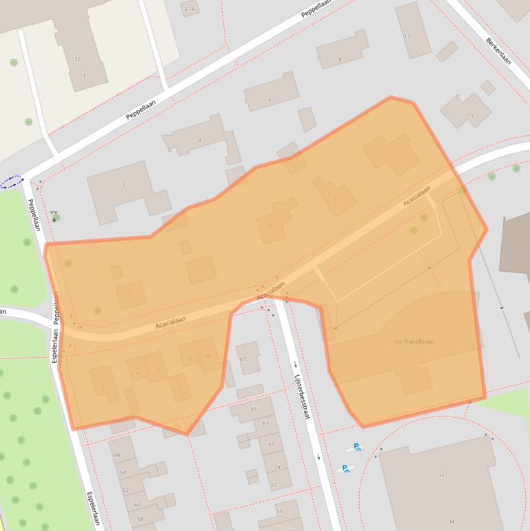 Kaart van postcodegebied 8302AK.