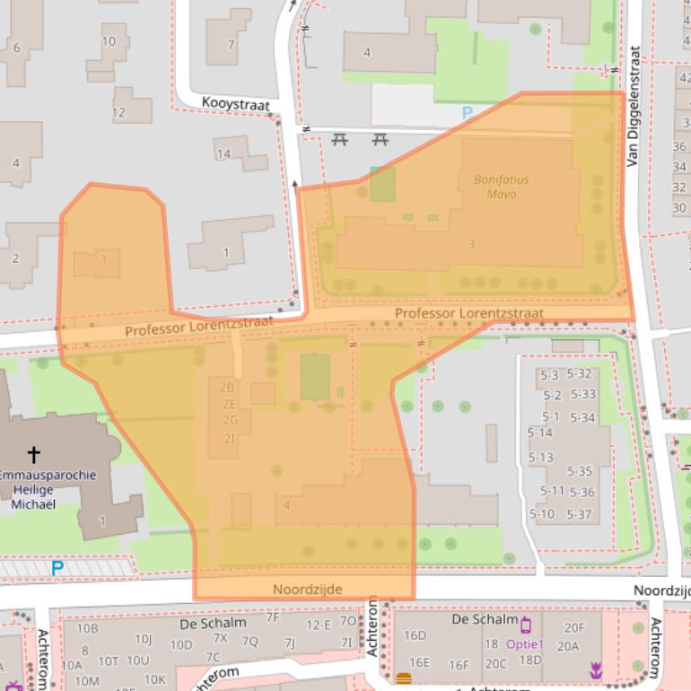 Kaart van postcodegebied 8302AS.