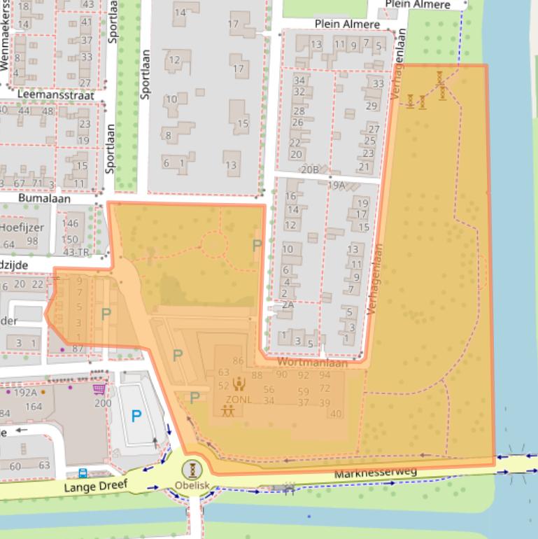 Kaart van postcodegebied 8302BA.