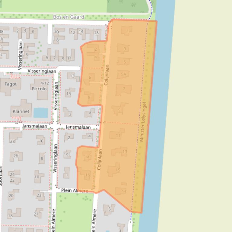 Kaart van postcodegebied 8302BM.