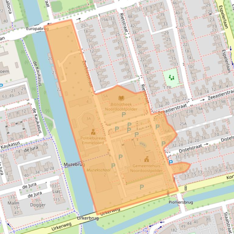 Kaart van postcodegebied 8302BW.