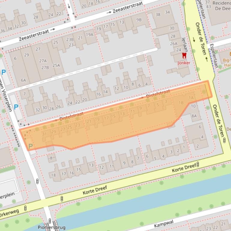 Kaart van postcodegebied 8302BX.