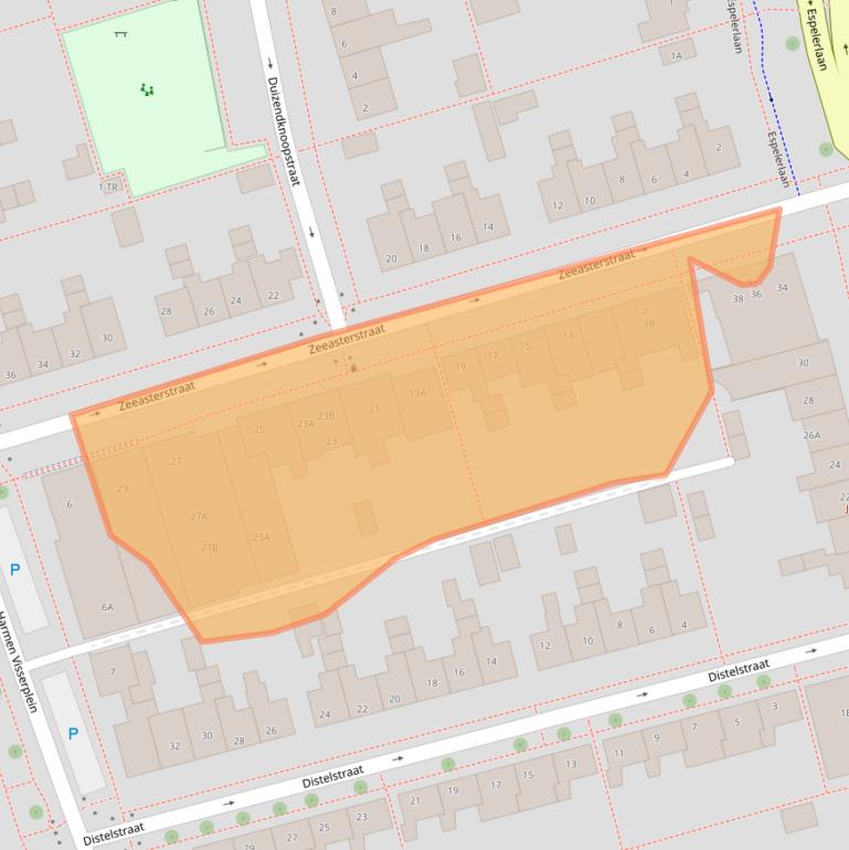 Kaart van postcodegebied 8302CA.