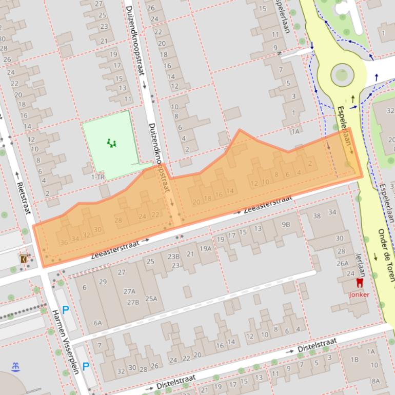 Kaart van postcodegebied 8302CB.