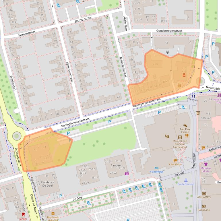 Kaart van postcodegebied 8302CD.