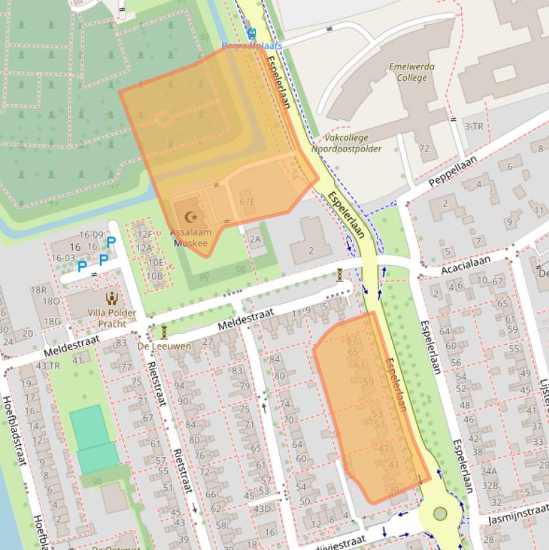 Kaart van postcodegebied 8302CG.