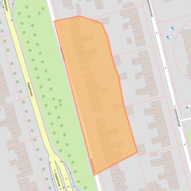 Kaart van postcodegebied 8302CJ.