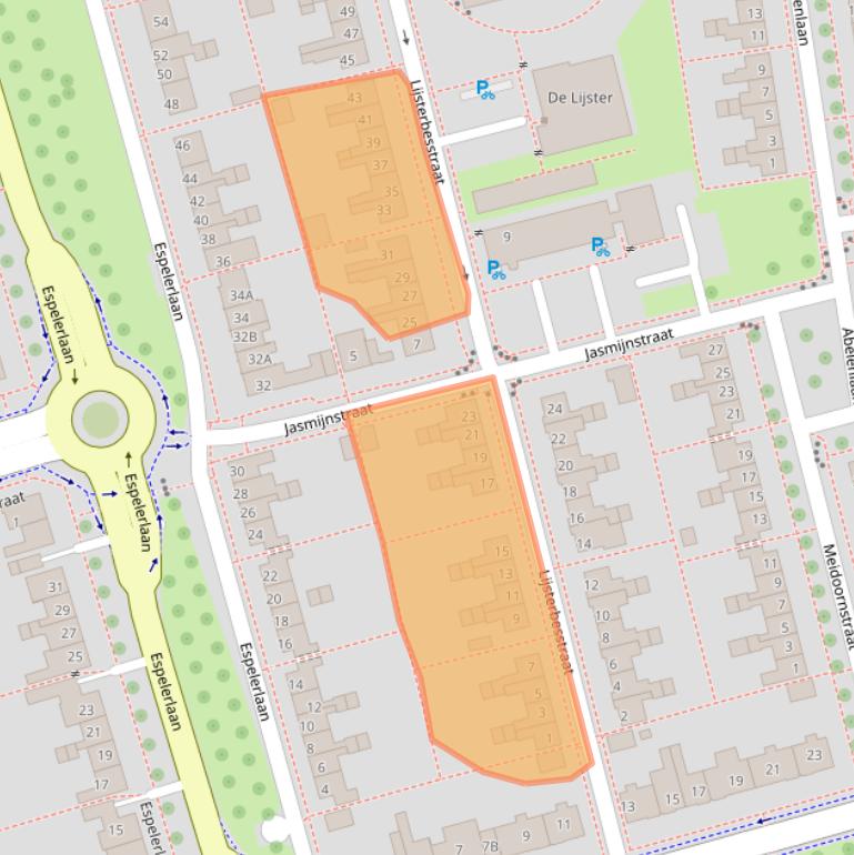 Kaart van postcodegebied 8302CM.