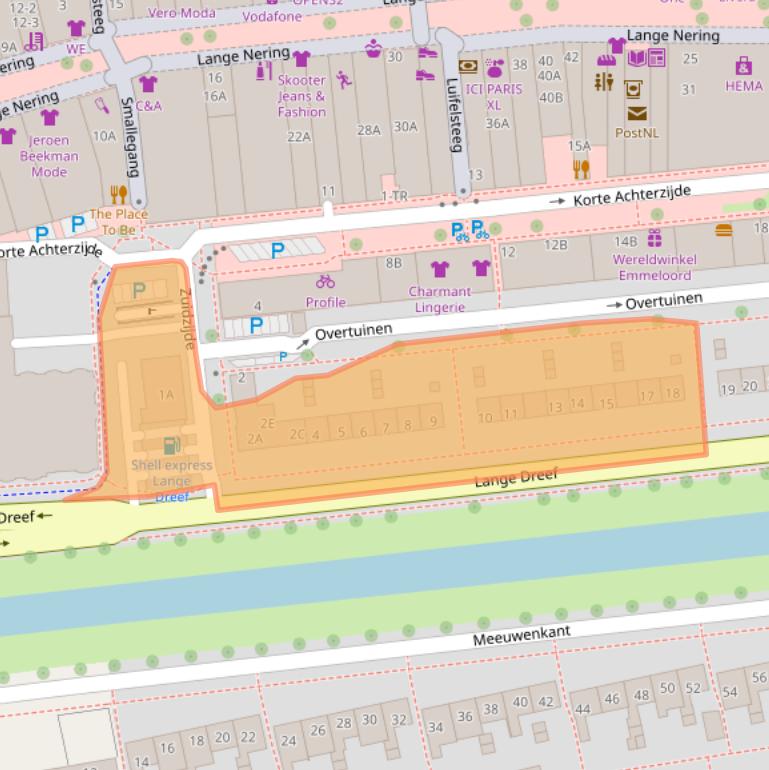 Kaart van postcodegebied 8302EL.