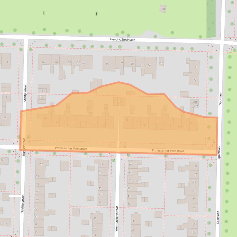 Kaart van postcodegebied 8302GB.