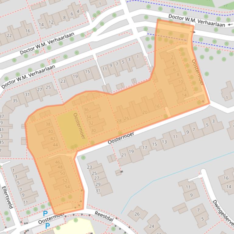 Kaart van postcodegebied 8302JB.