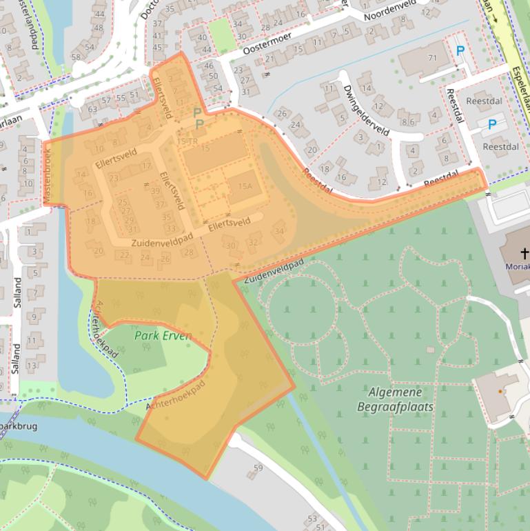 Kaart van postcodegebied 8302JD.