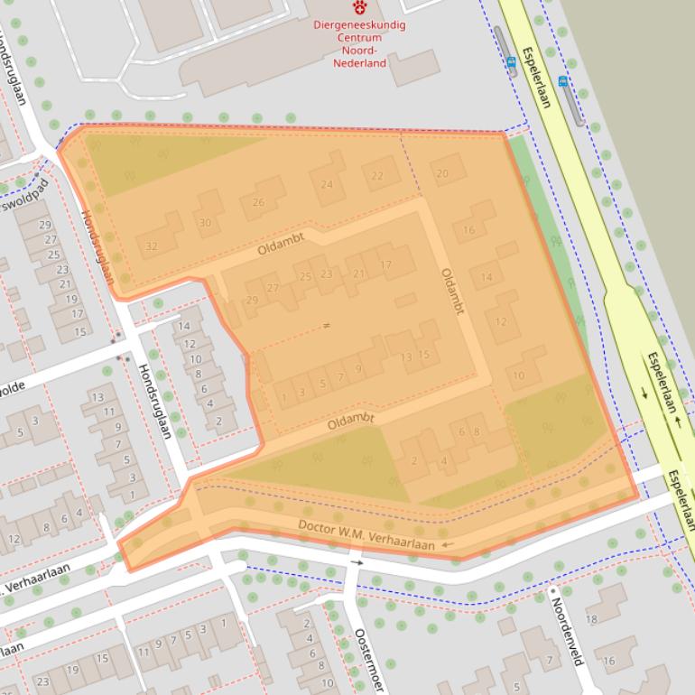 Kaart van postcodegebied 8302JG.