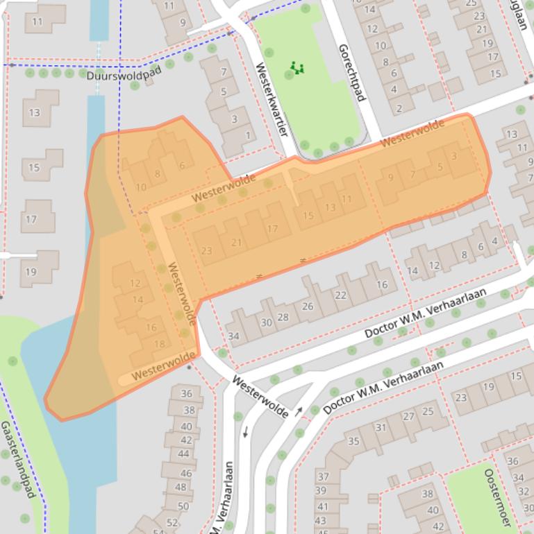 Kaart van postcodegebied 8302JH.