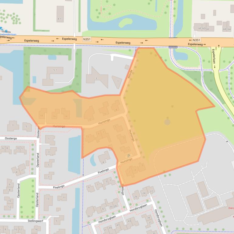 Kaart van postcodegebied 8302JJ.