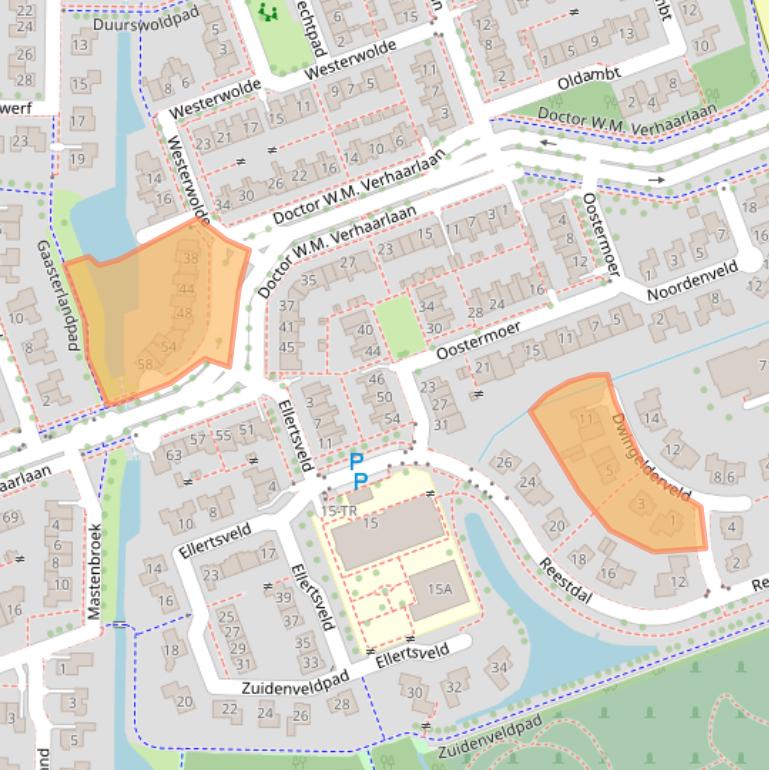 Kaart van postcodegebied 8302JL.