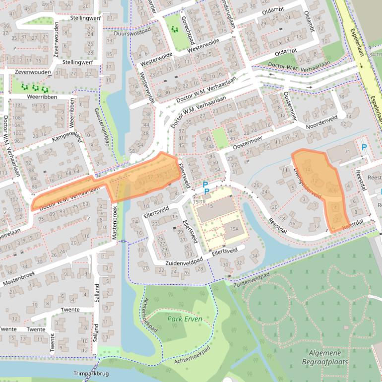 Kaart van postcodegebied 8302JN.