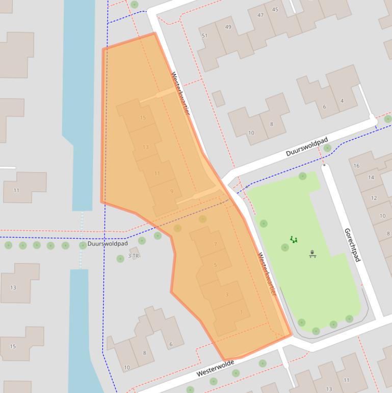 Kaart van postcodegebied 8302JP.