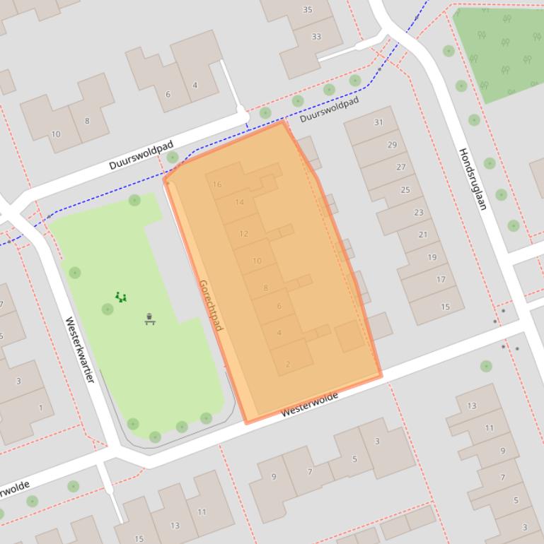Kaart van postcodegebied 8302JS.