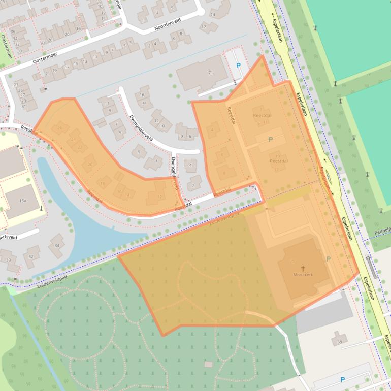 Kaart van postcodegebied 8302JW.