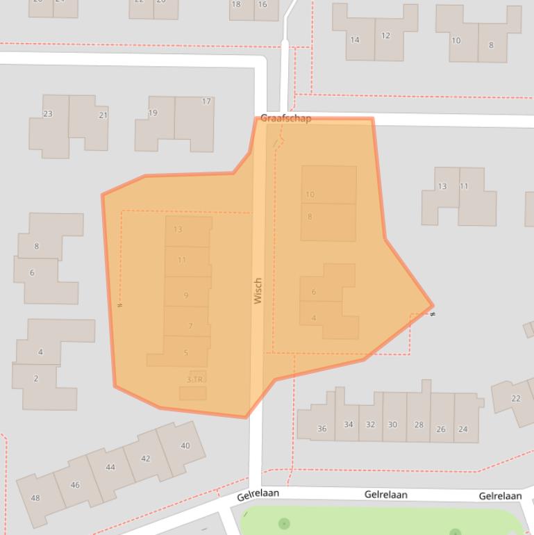 Kaart van postcodegebied 8302KJ.
