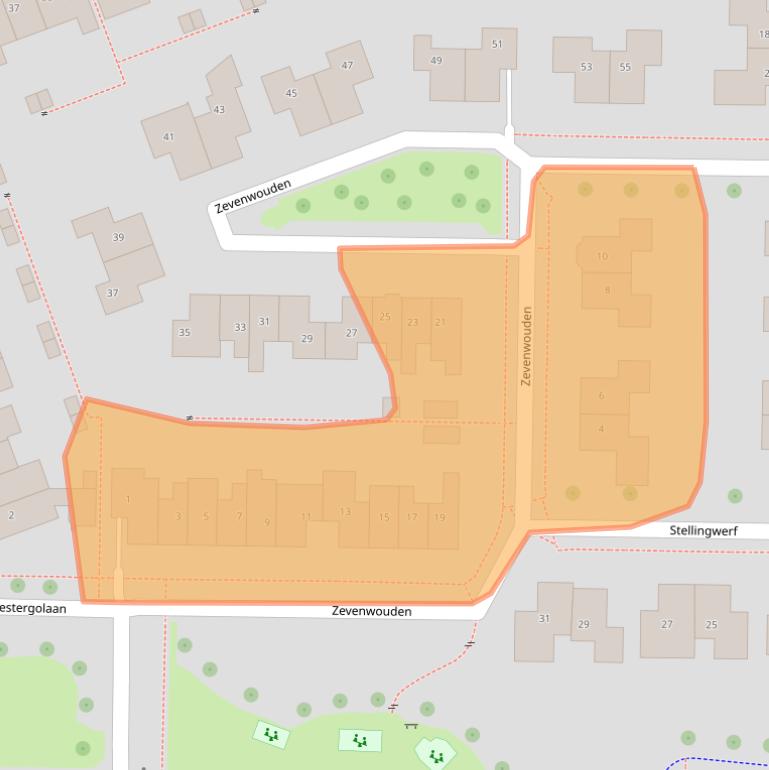 Kaart van postcodegebied 8302LB.