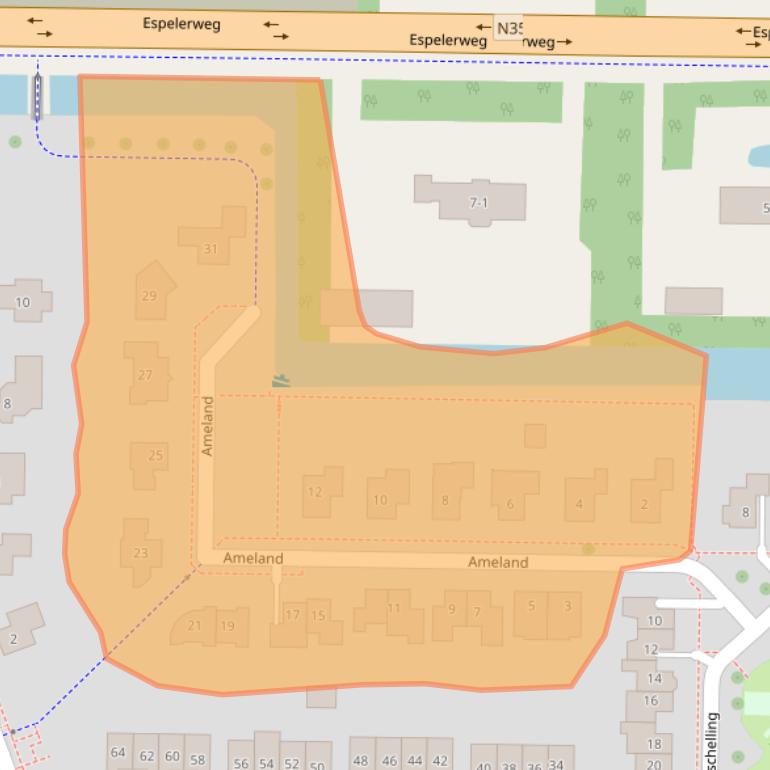 Kaart van postcodegebied 8302LL.