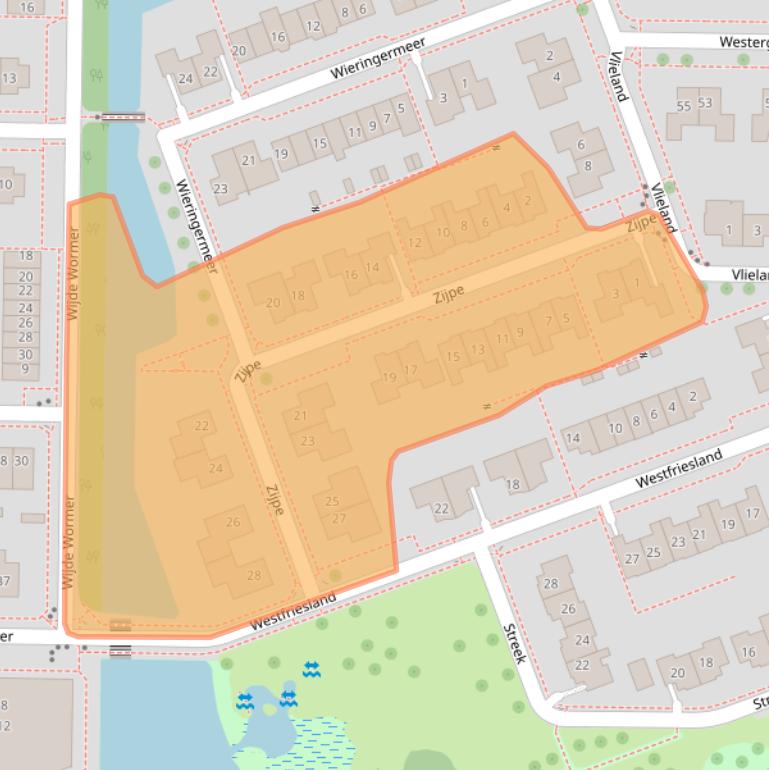 Kaart van postcodegebied 8302MB.
