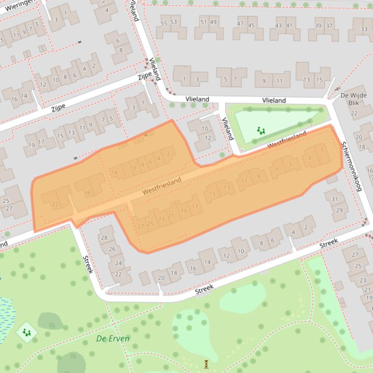 Kaart van postcodegebied 8302MC.